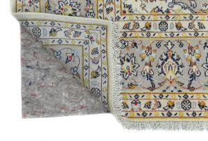 Vintage Cream Floral Traditional 6'4X9'6 Kashan Persian Rug