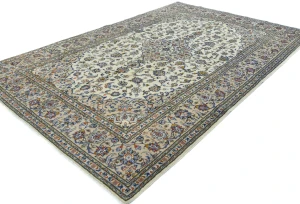 Vintage Cream Traditional Floral 7X10 Kashan Persian Rug