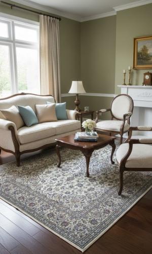 Vintage Cream Traditional Floral 7X10 Kashan Persian Rug