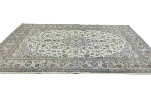 Vintage Cream Traditional Floral 7X10 Kashan Persian Rug