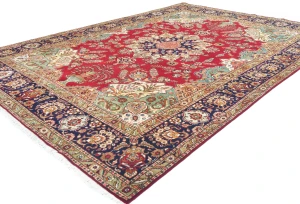 Vintage Red Floral Traditional 9'3X12'9 Tabriz Persian Rug
