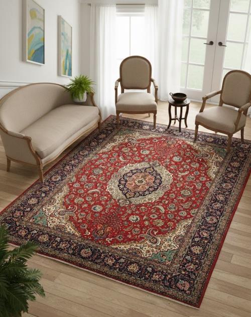 Vintage Red Floral Traditional 9'3X12'9 Tabriz Persian Rug