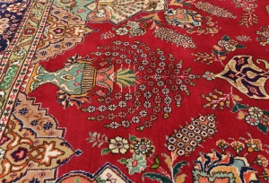 Vintage Red Floral Traditional 9'3X12'9 Tabriz Persian Rug