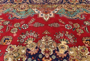 Vintage Red Floral Traditional 9'3X12'9 Tabriz Persian Rug