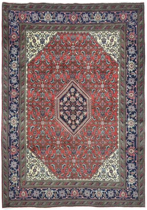 Vintage Bittersweet Red Geometric Traditional 7X10 Tabriz Persian Rug