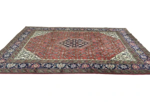 Vintage Bittersweet Red Geometric Traditional 7X10 Tabriz Persian Rug