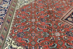 Vintage Bittersweet Red Geometric Traditional 7X10 Tabriz Persian Rug