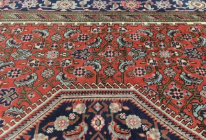 Vintage Bittersweet Red Geometric Traditional 7X10 Tabriz Persian Rug