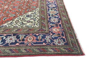 Vintage Bittersweet Red Geometric Traditional 7X10 Tabriz Persian Rug