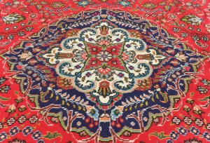 Vintage Red Floral Traditional 6'7X9'6 Tabriz Persian Rug