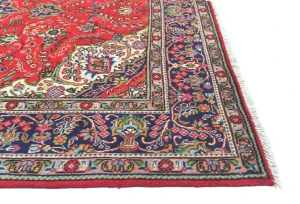 Vintage Red Floral Traditional 6'7X9'6 Tabriz Persian Rug