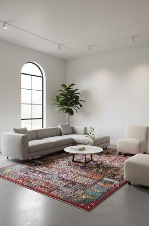 Vintage Multicolored Traditional 9'5X12'6 Kashmar Persian Rug