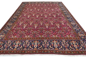 Vintage Fuchsia Red Traditional 10X13 Tabriz Persian Rug