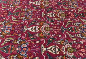 Vintage Fuchsia Red Traditional 10X13 Tabriz Persian Rug