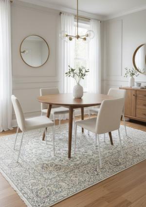 Vintage Cream Traditional Floral 6'5X9'9 Kashan Persian Rug