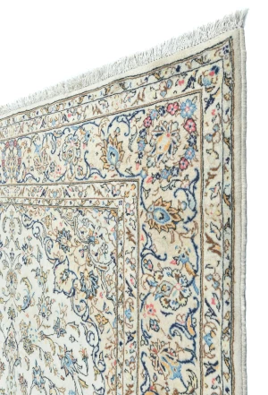 Vintage Cream Traditional Floral 6'5X9'9 Kashan Persian Rug