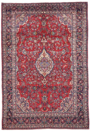 Vintage Red Floral 6'10X10'6 Shahrbaft Persian Rug