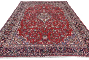 Vintage Red Floral 6'10X10'6 Shahrbaft Persian Rug