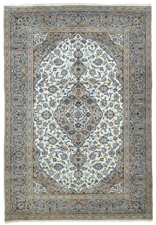 Vintage Cream Traditional Floral 6'4X10'4 Kashan Persian Rug