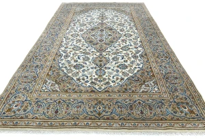 Vintage Cream Traditional Floral 6'4X10'4 Kashan Persian Rug