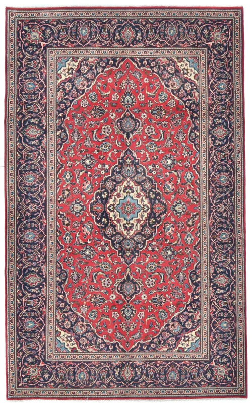Vintage Red Traditional Floral 6'4X10'2 Kashan Persian Rug
