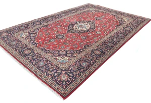 Vintage Red Traditional Floral 6'4X10'2 Kashan Persian Rug