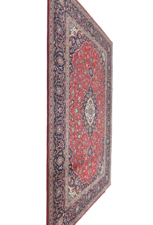 Vintage Red Traditional Floral 6'4X10'2 Kashan Persian Rug