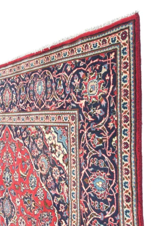 Vintage Red Traditional Floral 6'4X10'2 Kashan Persian Rug