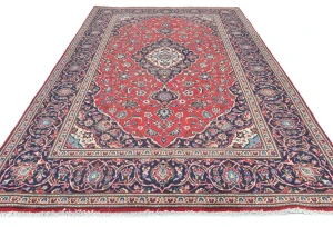 Vintage Red Traditional Floral 6'4X10'2 Kashan Persian Rug