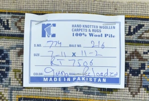 Vintage Cream Traditional  Floral 8X11 Kashan Persian Rug