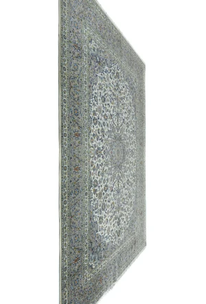 Vintage Cream Traditional  Floral 8X11 Kashan Persian Rug