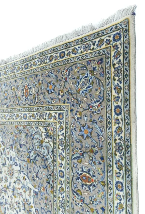 Vintage Cream Traditional  Floral 8X11 Kashan Persian Rug