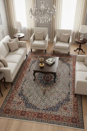 Vintage Cream Floral Classic 6'6X10'5 Mood Persian Rug