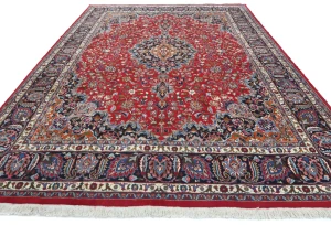 Vintage Red Floral Traditional 10X13 Mashad Persian Rug