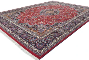 Vintage Red Floral Traditional 10X13 Mashad Persian Rug