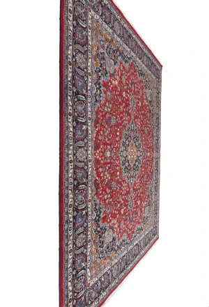 Vintage Red Floral Traditional 10X13 Mashad Persian Rug