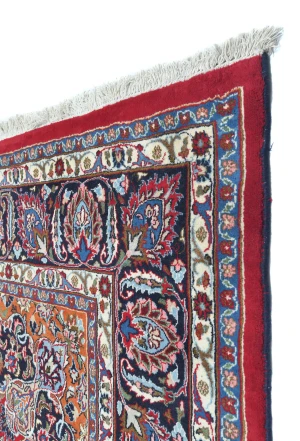 Vintage Red Floral Traditional 10X13 Mashad Persian Rug