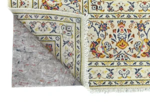 Vintage Cream Floral Traditional 8X11 Kashan Persian Rug