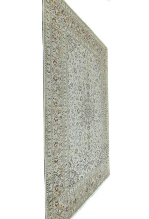 Vintage Cream Floral Traditional 8X11 Kashan Persian Rug