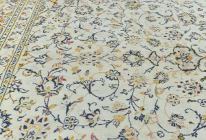Vintage Cream Floral Traditional 8X11 Kashan Persian Rug