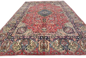 Vintage Bittersweet Red Traditional 10X13 Kashmar Persian Rug