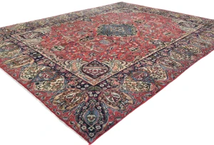 Vintage Bittersweet Red Traditional 10X13 Kashmar Persian Rug