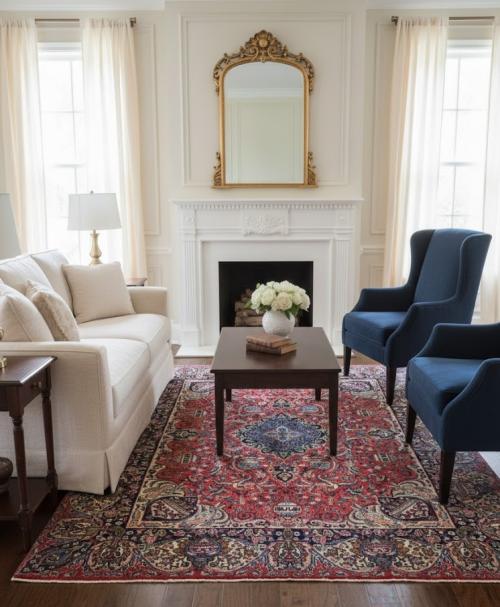 Vintage Bittersweet Red Traditional 10X13 Kashmar Persian Rug