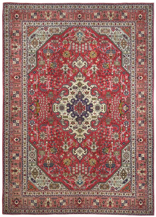 Vintage Red Traditional 8X11 Tabriz Persian Rug