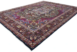 Vintage Purple-navy Pictorial Traditional 10X13 Kashmar Persian Rug