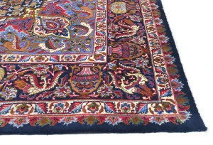 Vintage Purple-navy Pictorial Traditional 10X13 Kashmar Persian Rug