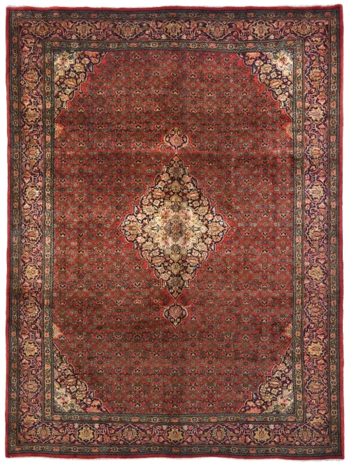 Vintage Orange-red Tribal Floral 10X13 Bidjar Persian Rug