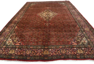 Vintage Orange-red Tribal Floral 10X13 Bidjar Persian Rug