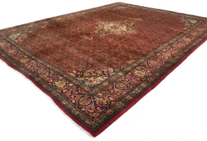 Vintage Orange-red Tribal Floral 10X13 Bidjar Persian Rug