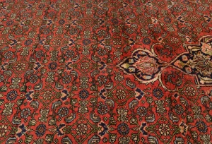 Vintage Orange-red Tribal Floral 10X13 Bidjar Persian Rug